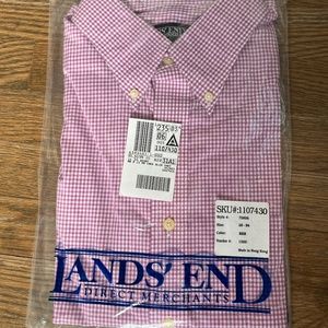 NWT Lands' End Purple Gingham Button Down Long Sleeve 16R